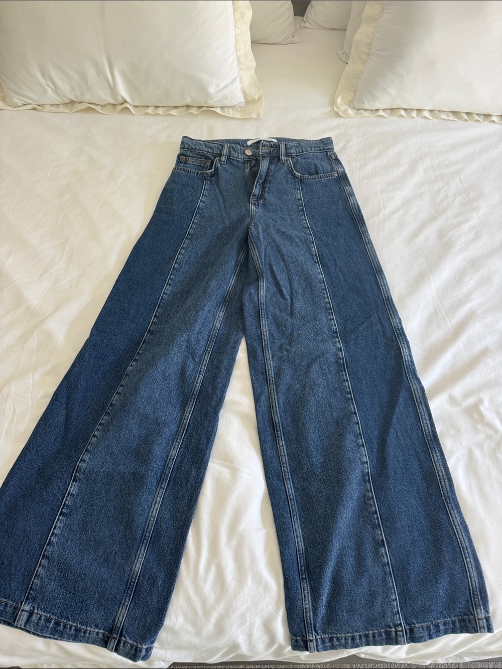 Seventy Blue Panel Wide-Leg Jeans